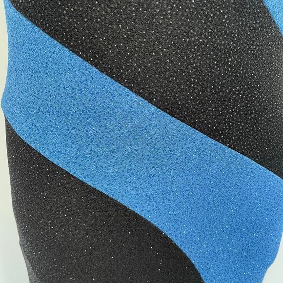 Vintage Water Signs Blue Black One Shoulder Sparkly Formal Maxi Dress Gown M - Picture 9 of 16